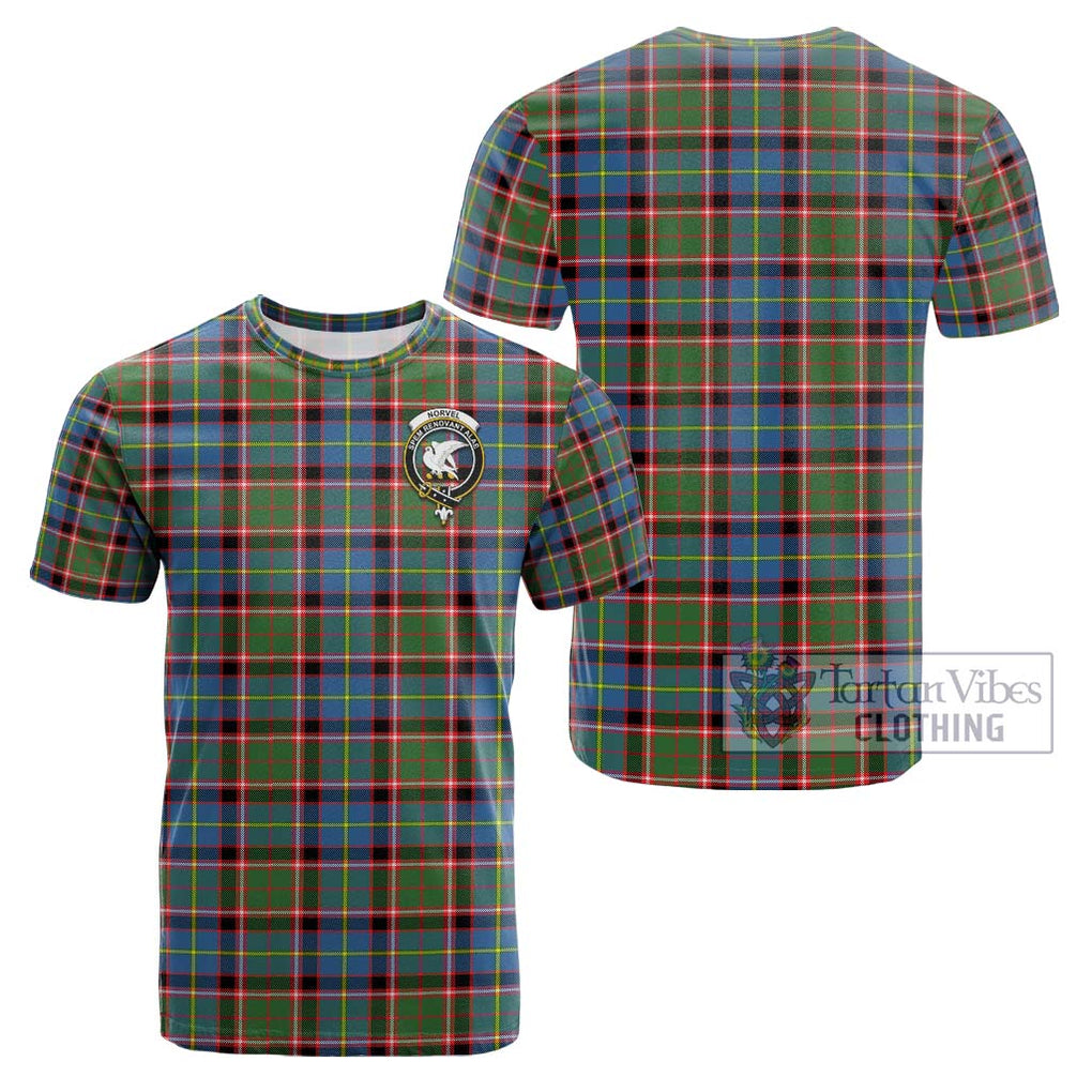 Norvel Tartan Cotton T-Shirt with Family Crest - Tartan Vibes Clothing