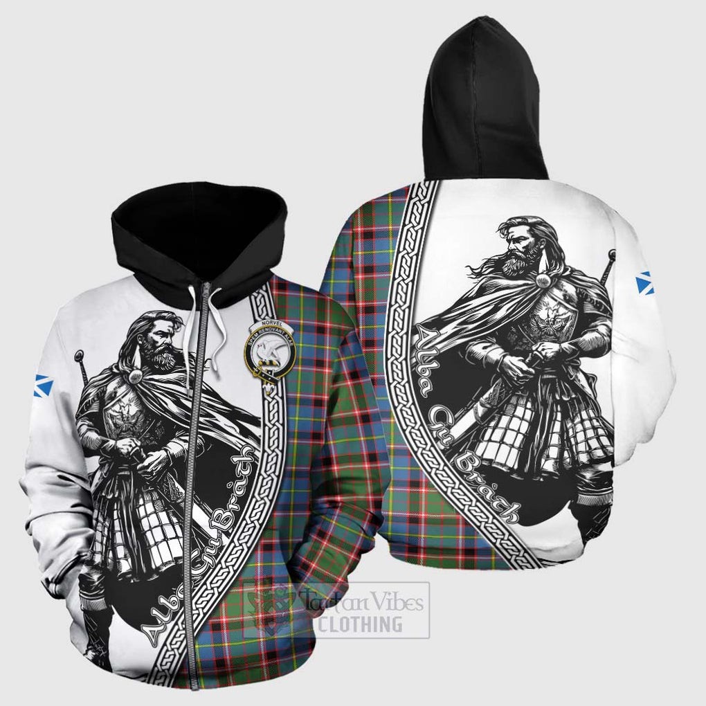 Norvel Tartan Clan Crest Hoodie with Highlander Warrior Celtic Style - Tartan Vibes Clothing