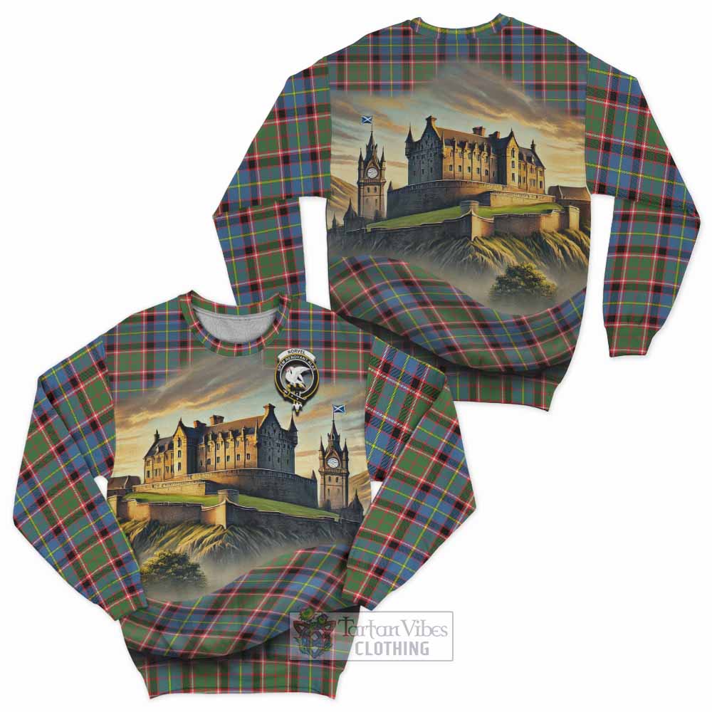 Norvel Tartan Family Crest Sweatshirt with Scottish Ancient Castle Style - Tartan Vibes Clothing