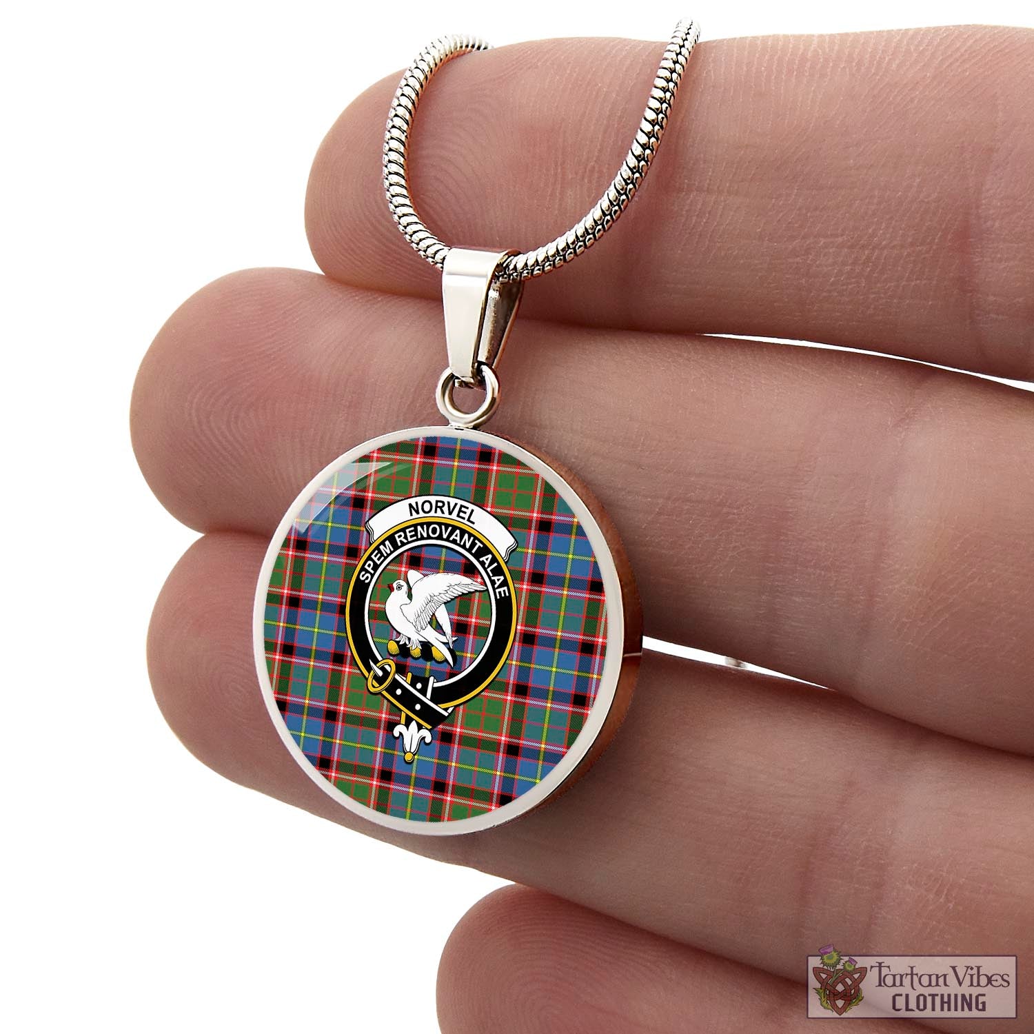 Norvel Tartan Circle Necklace with Family Crest - Tartan Vibes Clothing