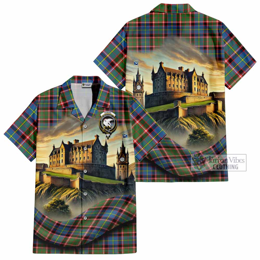Norvel Tartan Family Crest Hawaiian Shirt with Scottish Ancient Castle Style - Tartan Vibes Clothing