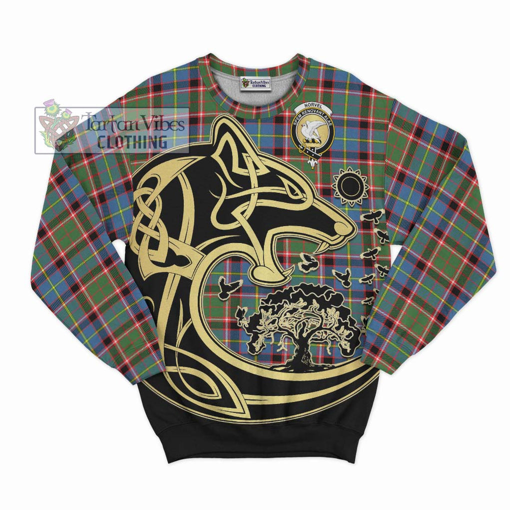 Norvel Tartan Sweatshirt with Family Crest Celtic Wolf Style - Tartan Vibes Clothing