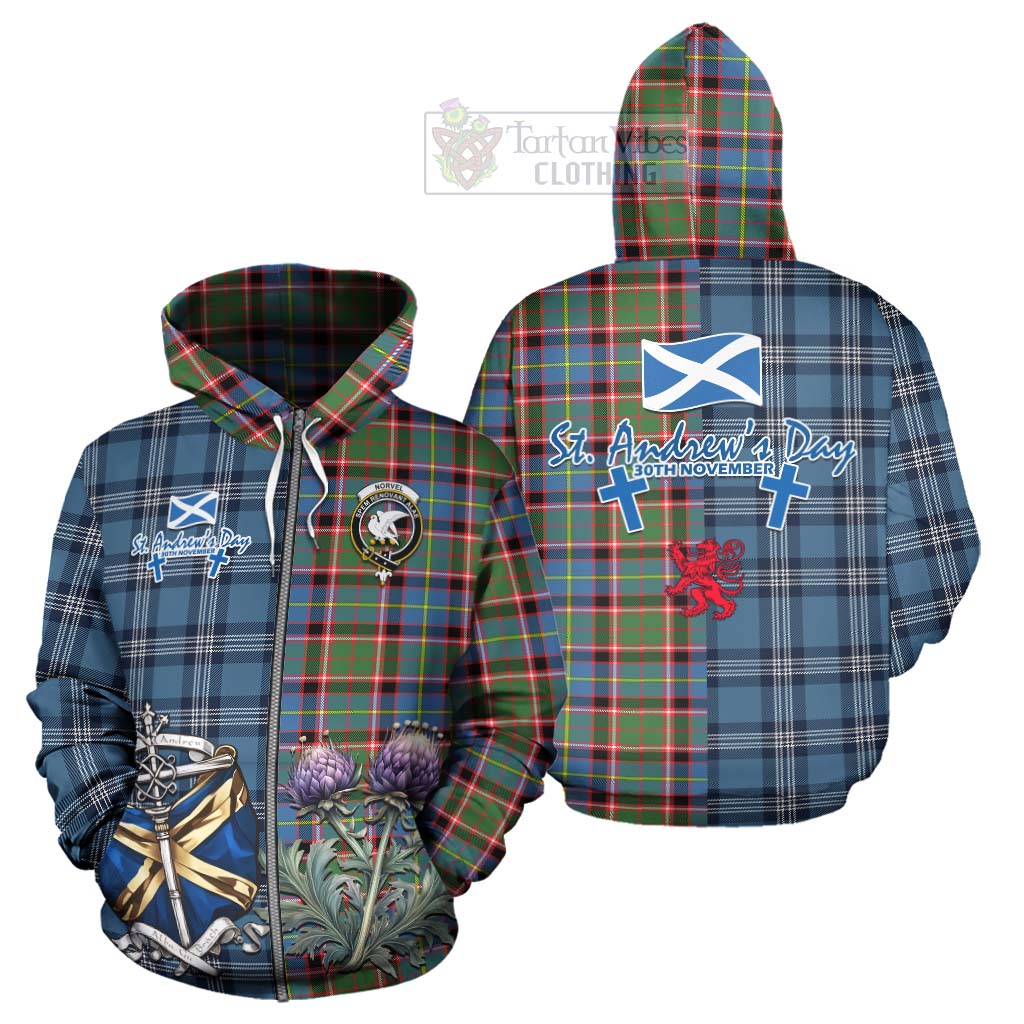 Norvel Tartan Hoodie Happy St. Andrew's Day Half Tartan Style - Tartan Vibes Clothing