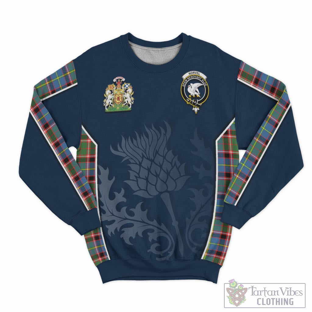 Norvel Tartan Sweatshirt with Family Crest and Scottish Thistle Vibes Sport Style - Tartan Vibes Clothing