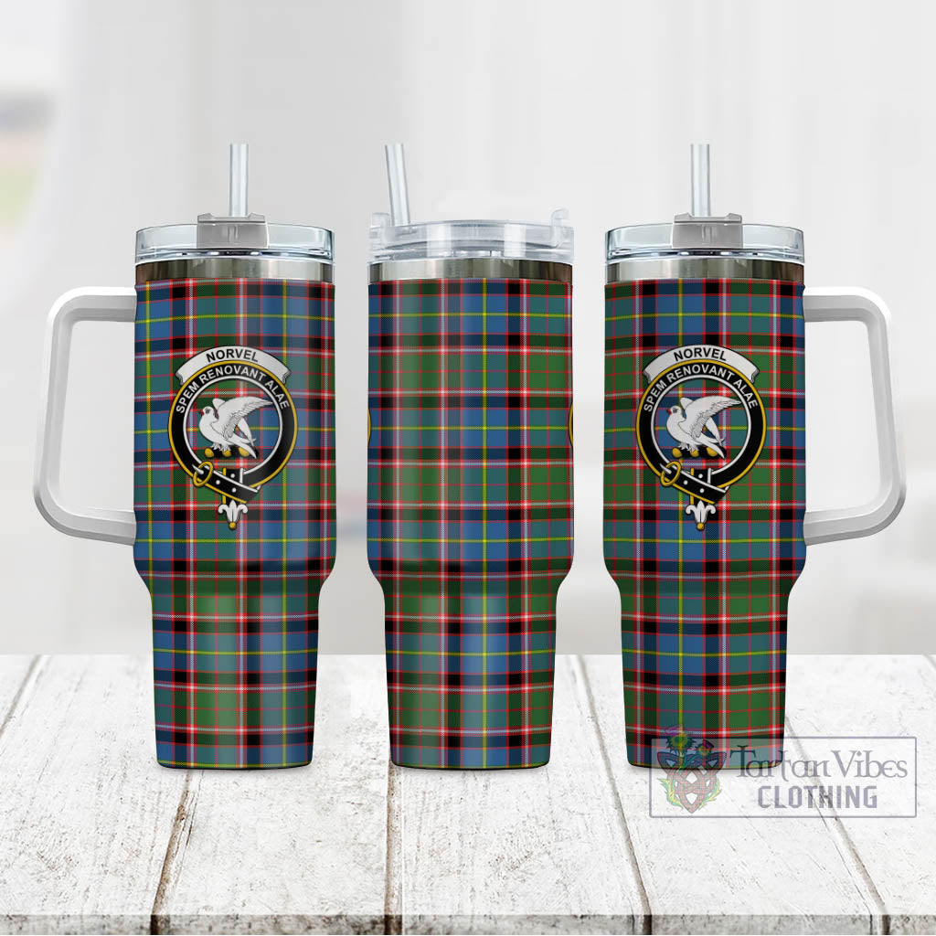 Norvel Tartan Tumbler with Handle with Family Crest - Tartan Vibes Clothing