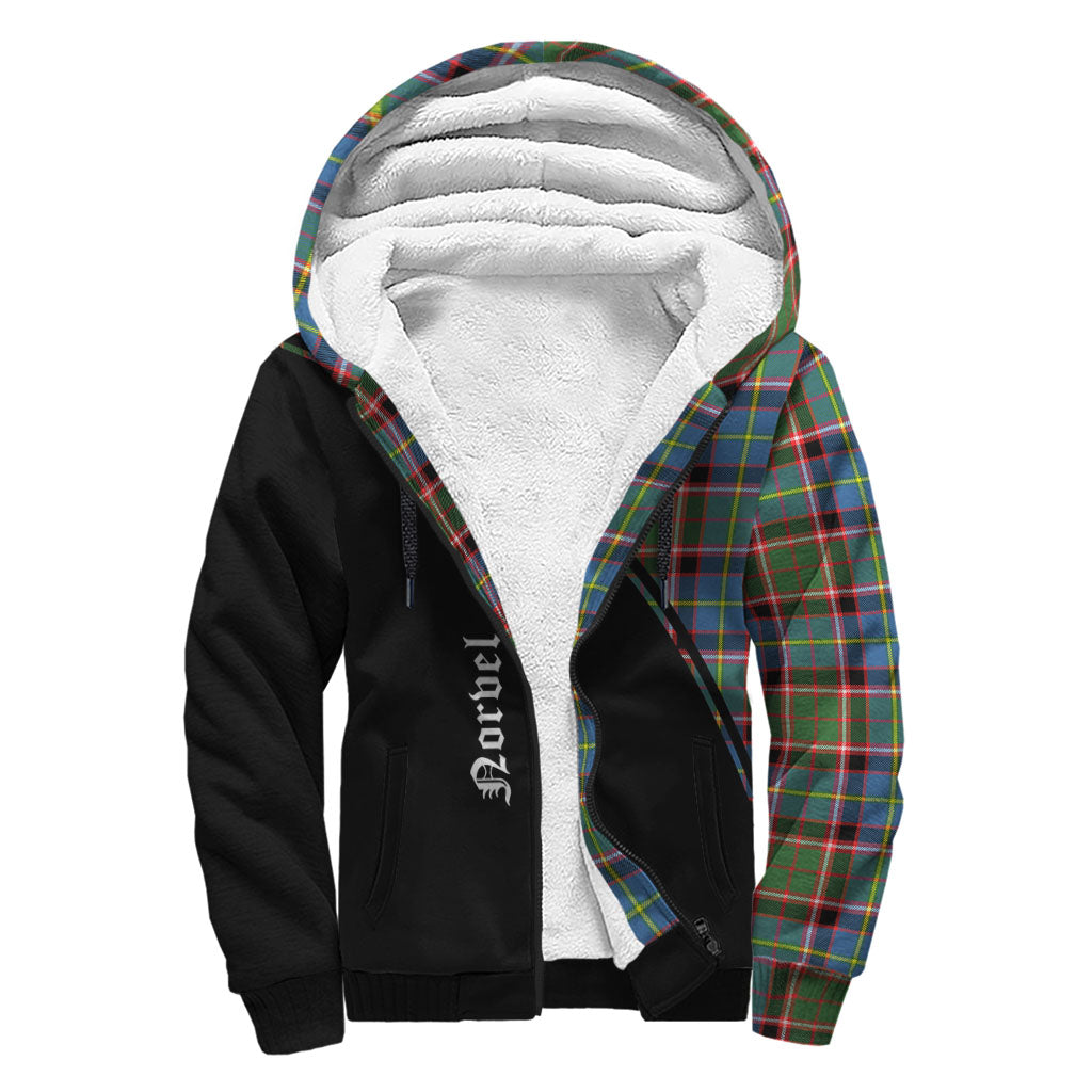 Norvel Tartan Sherpa Hoodie with Family Crest Curve Style - Tartan Vibes Clothing