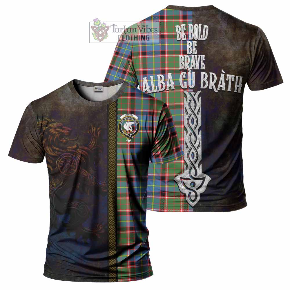 Norvel Tartan Family Crest T-Shirt Alba Gu Brath Be Brave Lion Ancient Style - Tartan Vibes Clothing