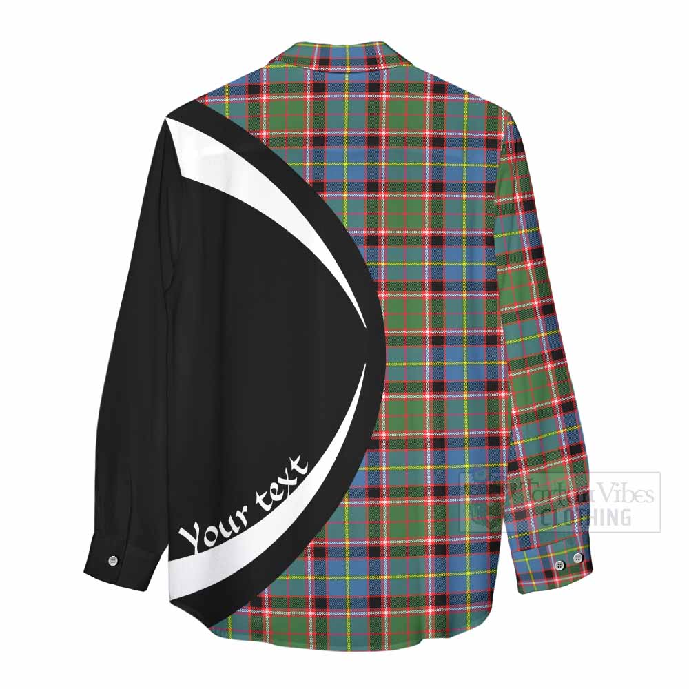 Norvel Tartan Women's Casual Shirt with Family Crest Circle Style - Tartan Vibes Clothing