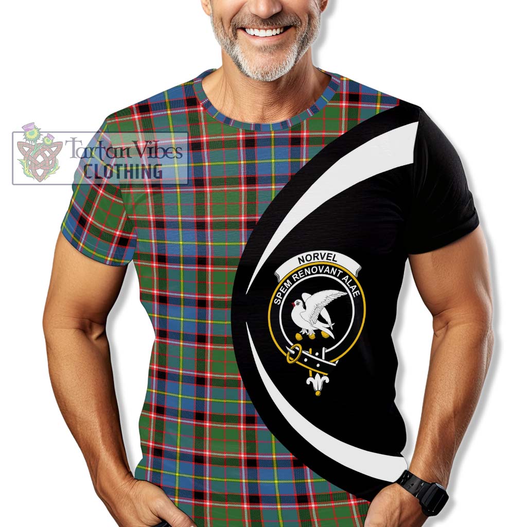 Norvel Tartan T-Shirt with Family Crest Circle Style - Tartan Vibes Clothing