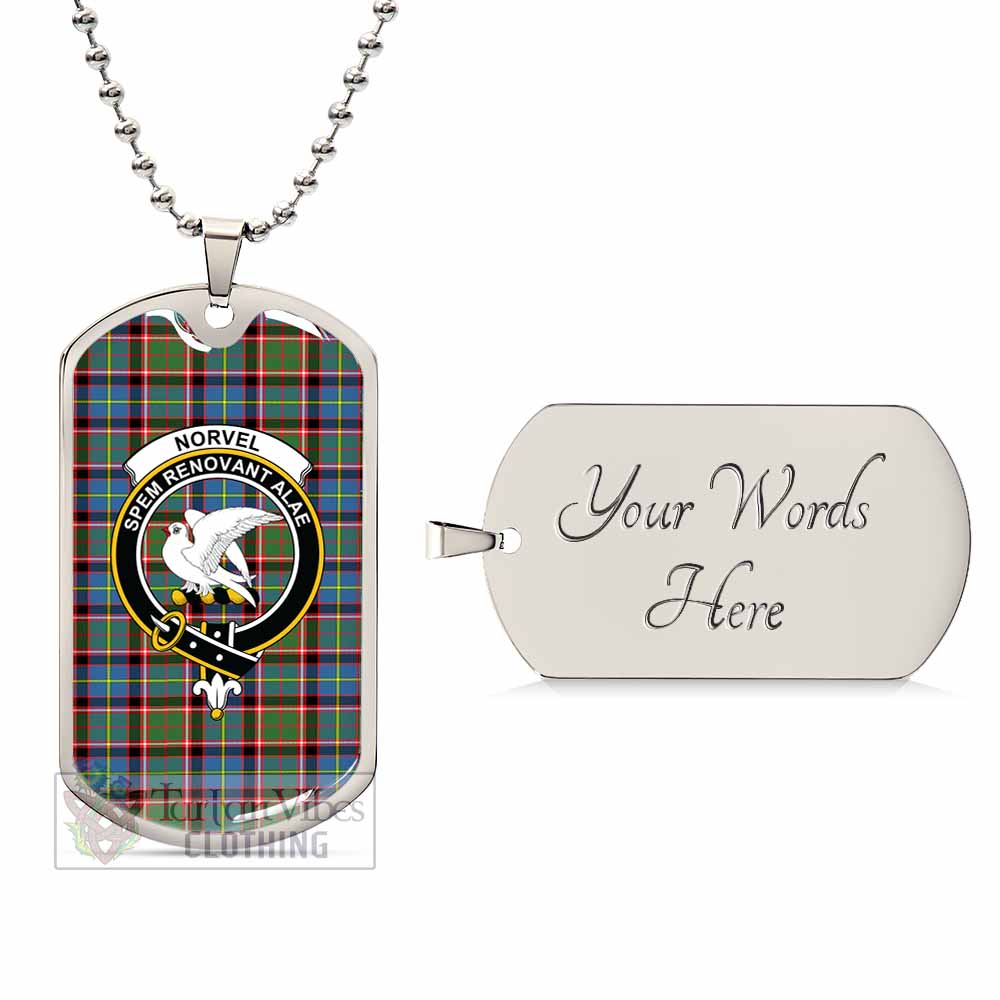 Norvel Tartan Dog Tag Necklace with Family Crest Silver Yes - Tartan Vibes Clothing