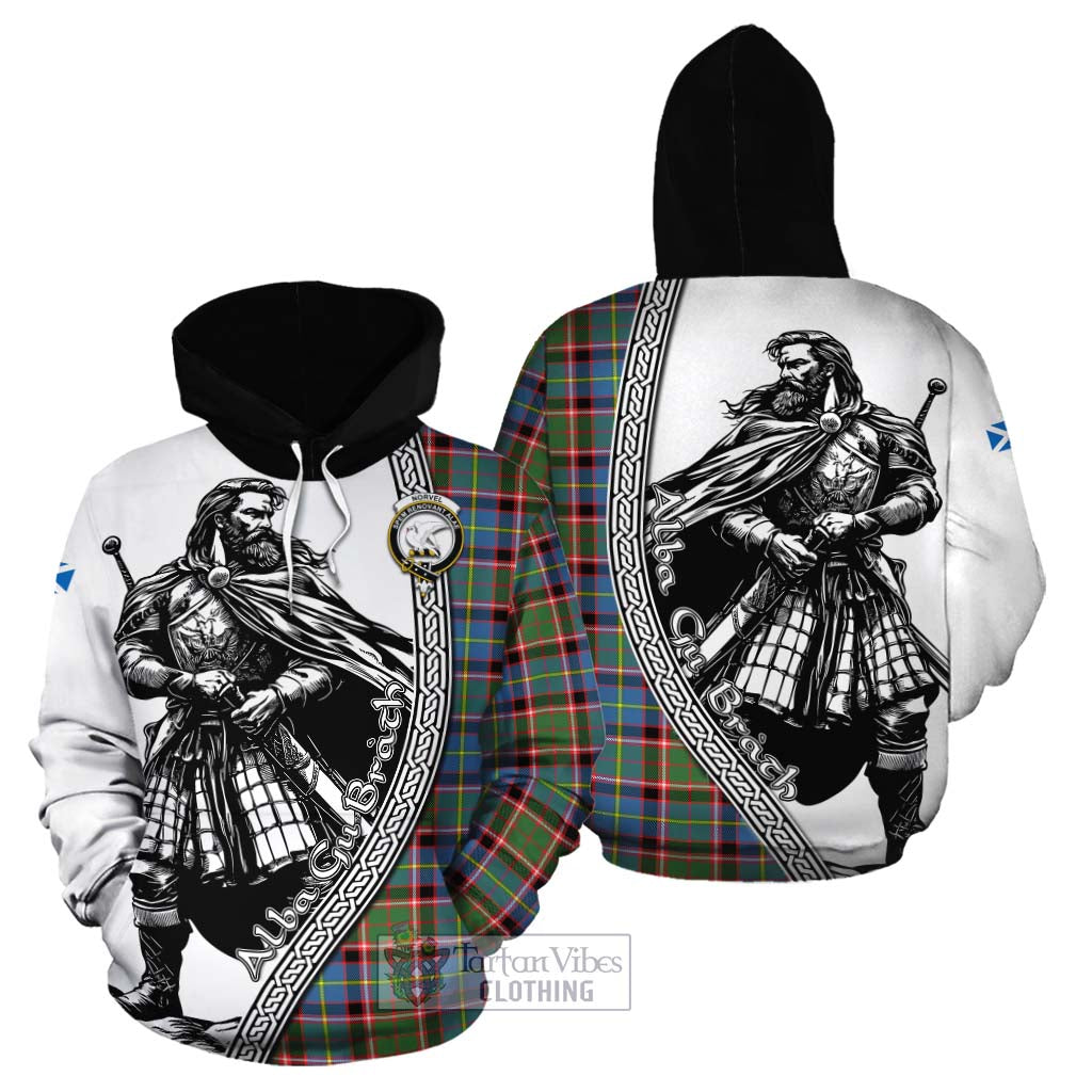 Norvel Tartan Clan Crest Cotton Hoodie with Highlander Warrior Celtic Style Zip Hoodie - Tartan Vibes Clothing