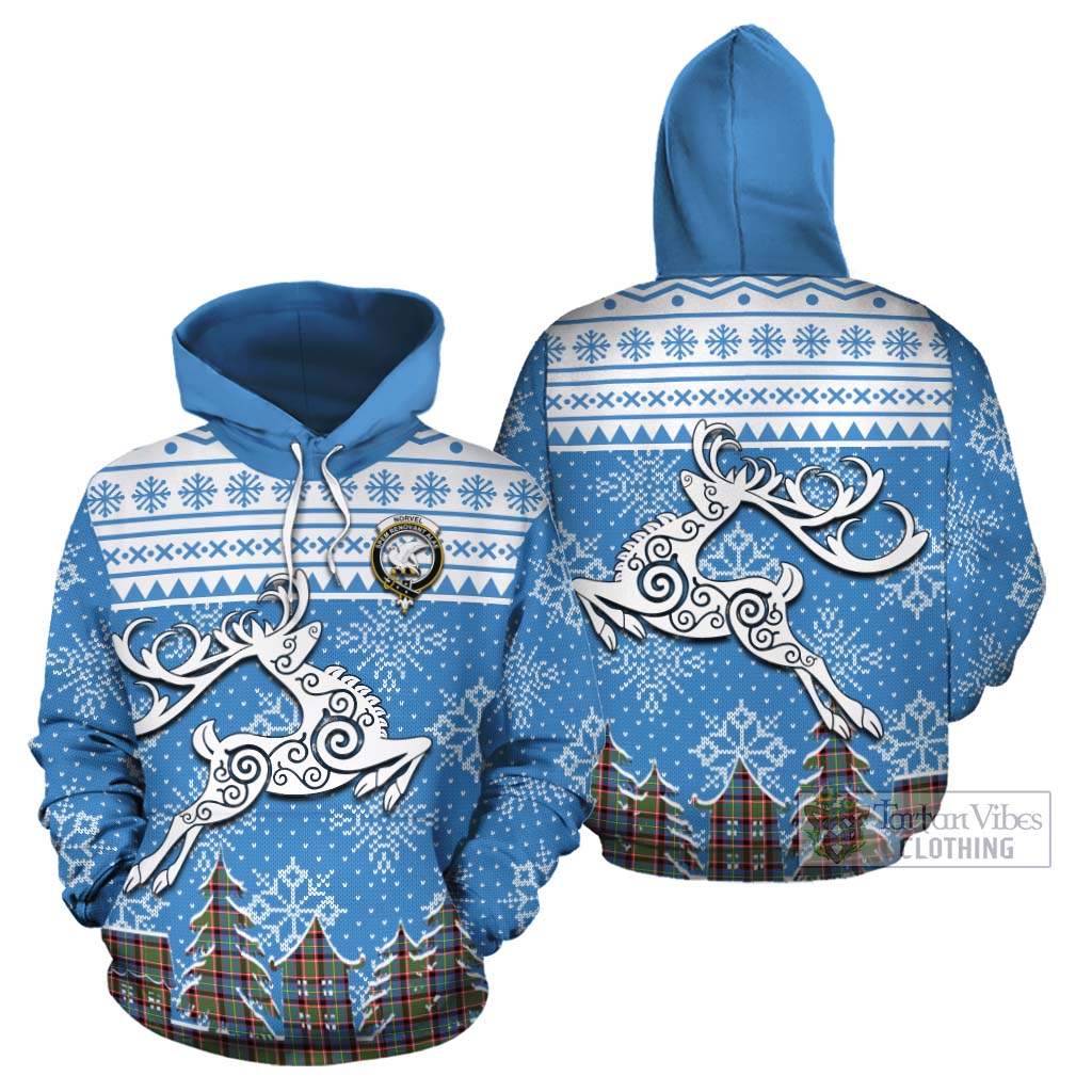 Norvel Clan Christmas Cotton Hoodie Celtic Reindeer Style Zip Hoodie - Tartan Vibes Clothing