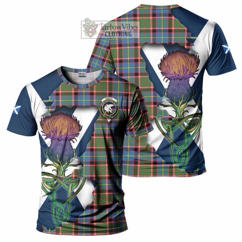 Norvel Tartan Family Crest T-Shirt Scottish Thistle Celtic Inspired - Tartan Vibes Clothing