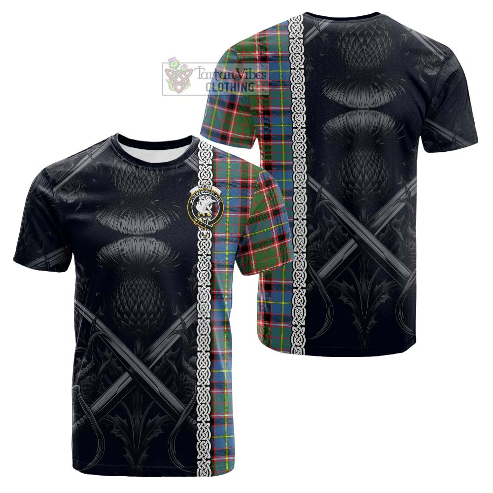 Norvel Tartan Cotton T-shirt with Family Crest Cross Sword Thistle Celtic Vibes - Tartan Vibes Clothing