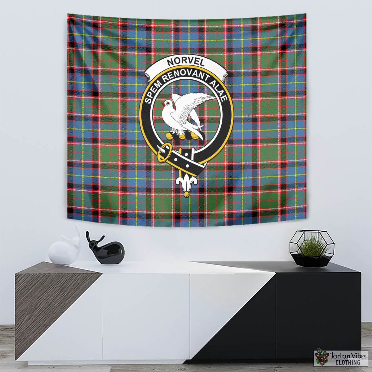 Norvel Tartan Tapestry Wall Hanging and Home Decor for Room with Family Crest - Tartan Vibes Clothing