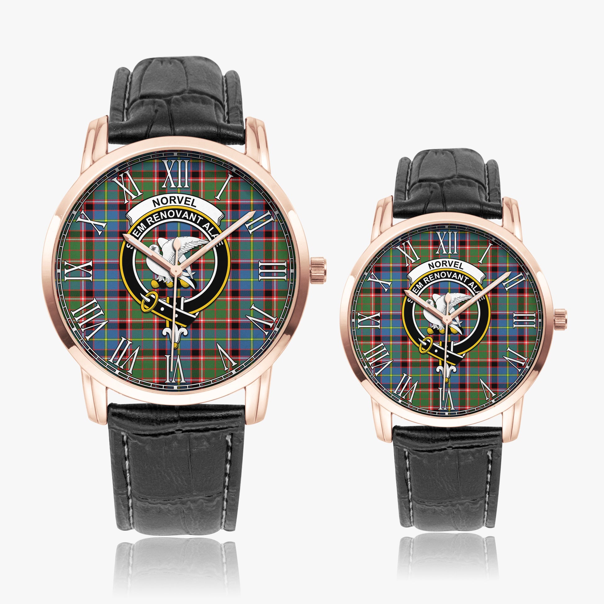 Norvel Tartan Family Crest Leather Strap Quartz Watch - Tartan Vibes Clothing