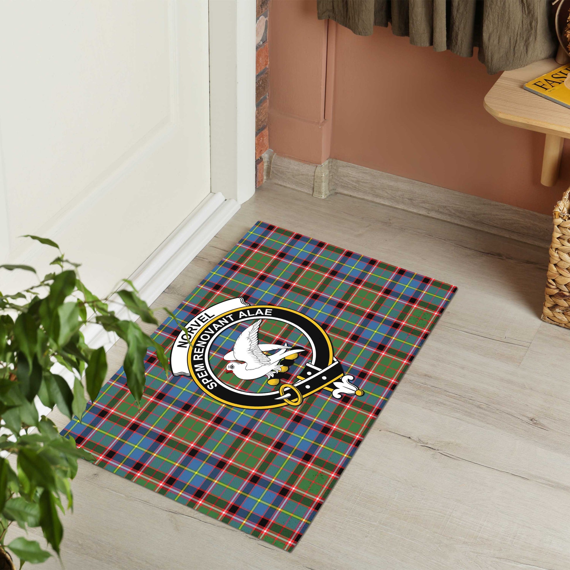 Norvel Tartan Rubber Doormat with Family Crest - Tartan Vibes Clothing