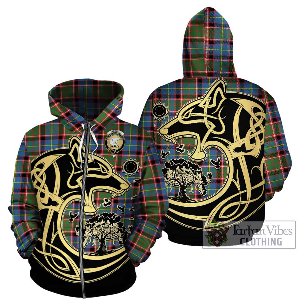 Norvel Tartan Hoodie with Family Crest Celtic Wolf Style - Tartan Vibes Clothing