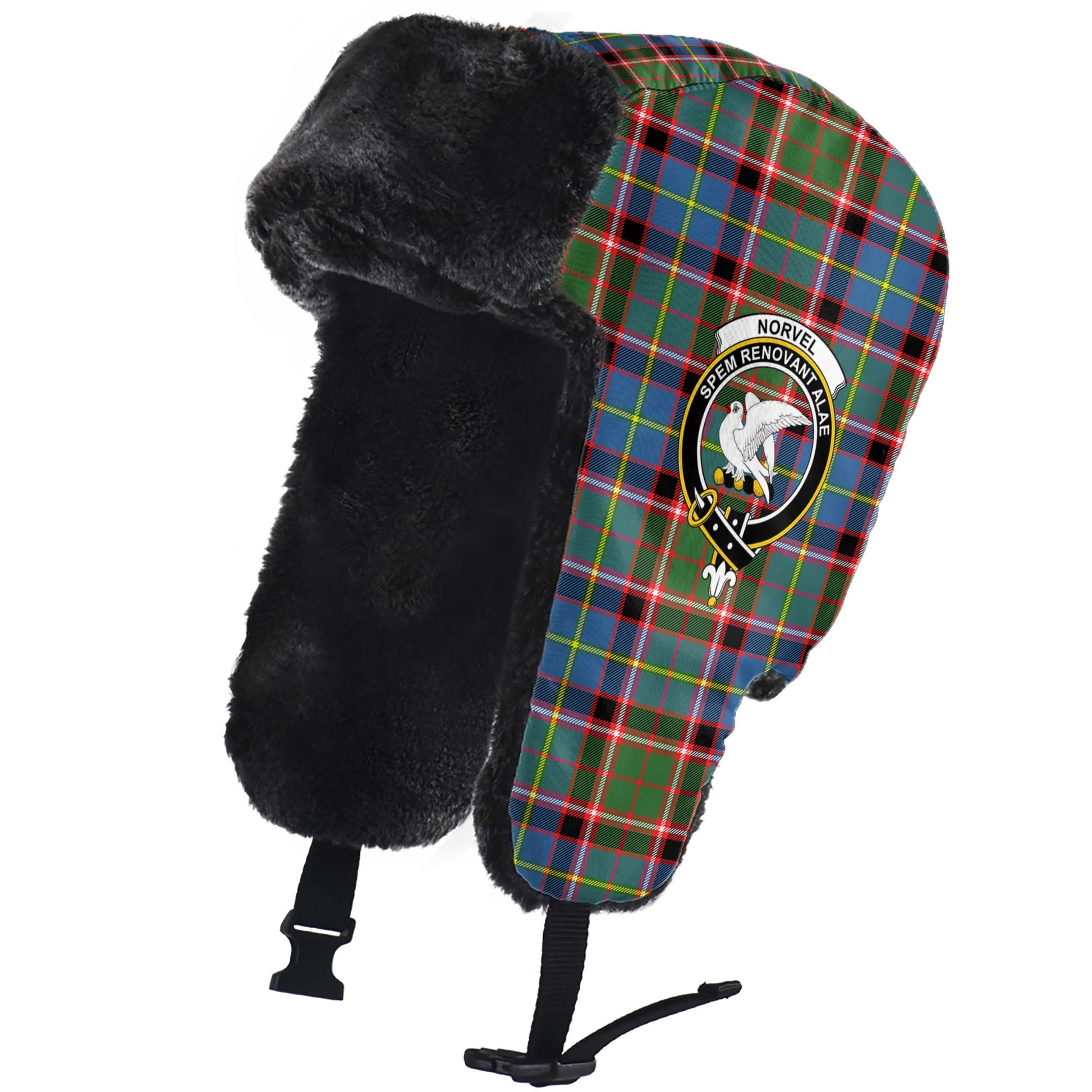 Norvel Tartan Winter Trapper Hat with Family Crest - Tartan Vibes Clothing
