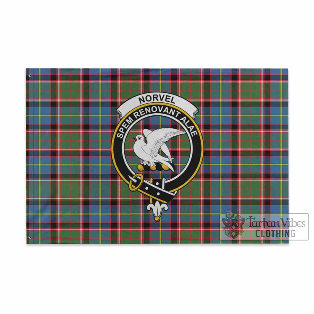 Tartan Vibes Clothing Norvel Tartan House Flag with Family Crest