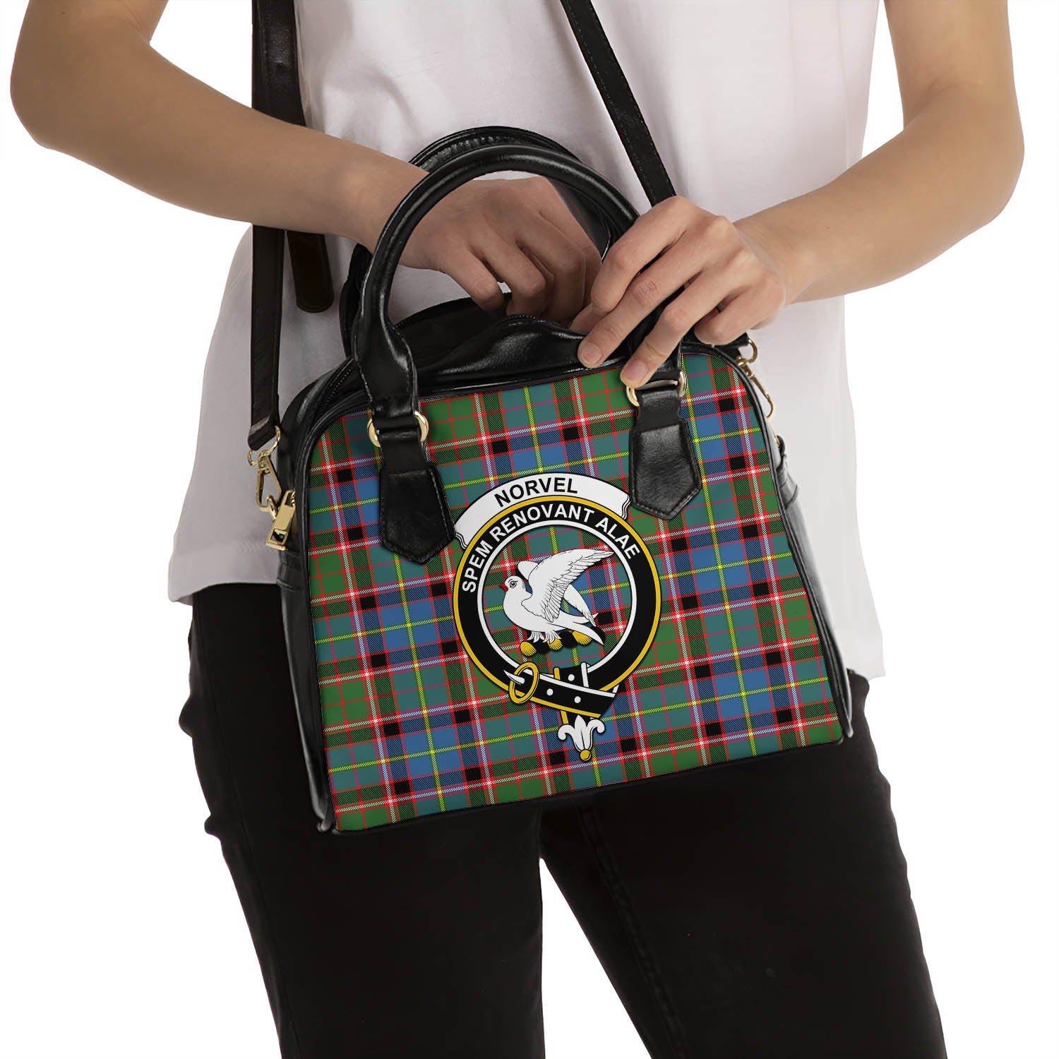 Norvel Tartan Shoulder Handbags with Family Crest - Tartan Vibes Clothing