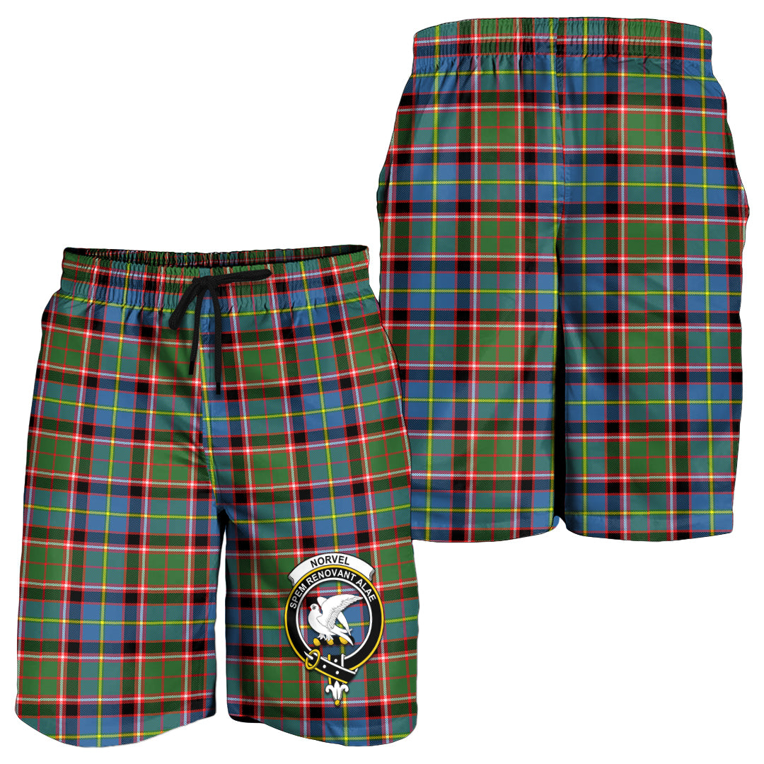 Norvel Tartan Mens Shorts with Family Crest - Tartan Vibes Clothing