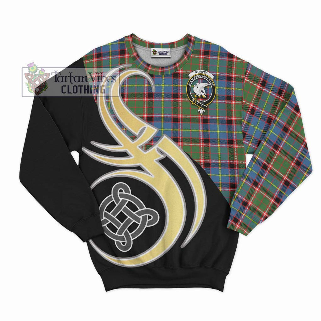 Norvel Tartan Sweatshirt with Family Crest and Celtic Symbol Style - Tartan Vibes Clothing