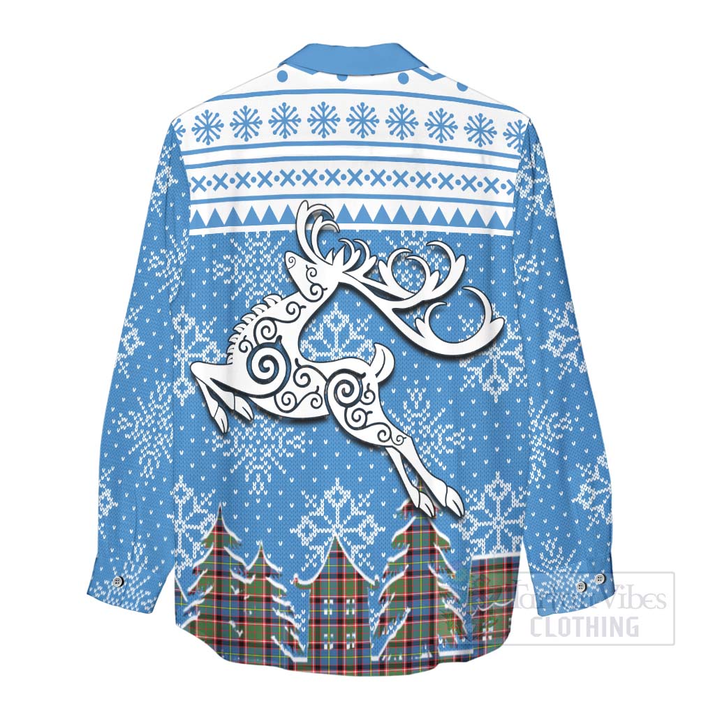 Norvel Clan Christmas Women's Casual Shirt Celtic Reindeer Style - Tartan Vibes Clothing