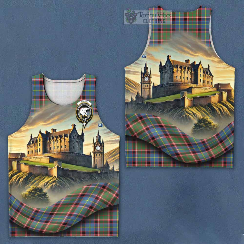 Norvel Tartan Family Crest Men's Tank Top with Scottish Ancient Castle Style - Tartan Vibes Clothing