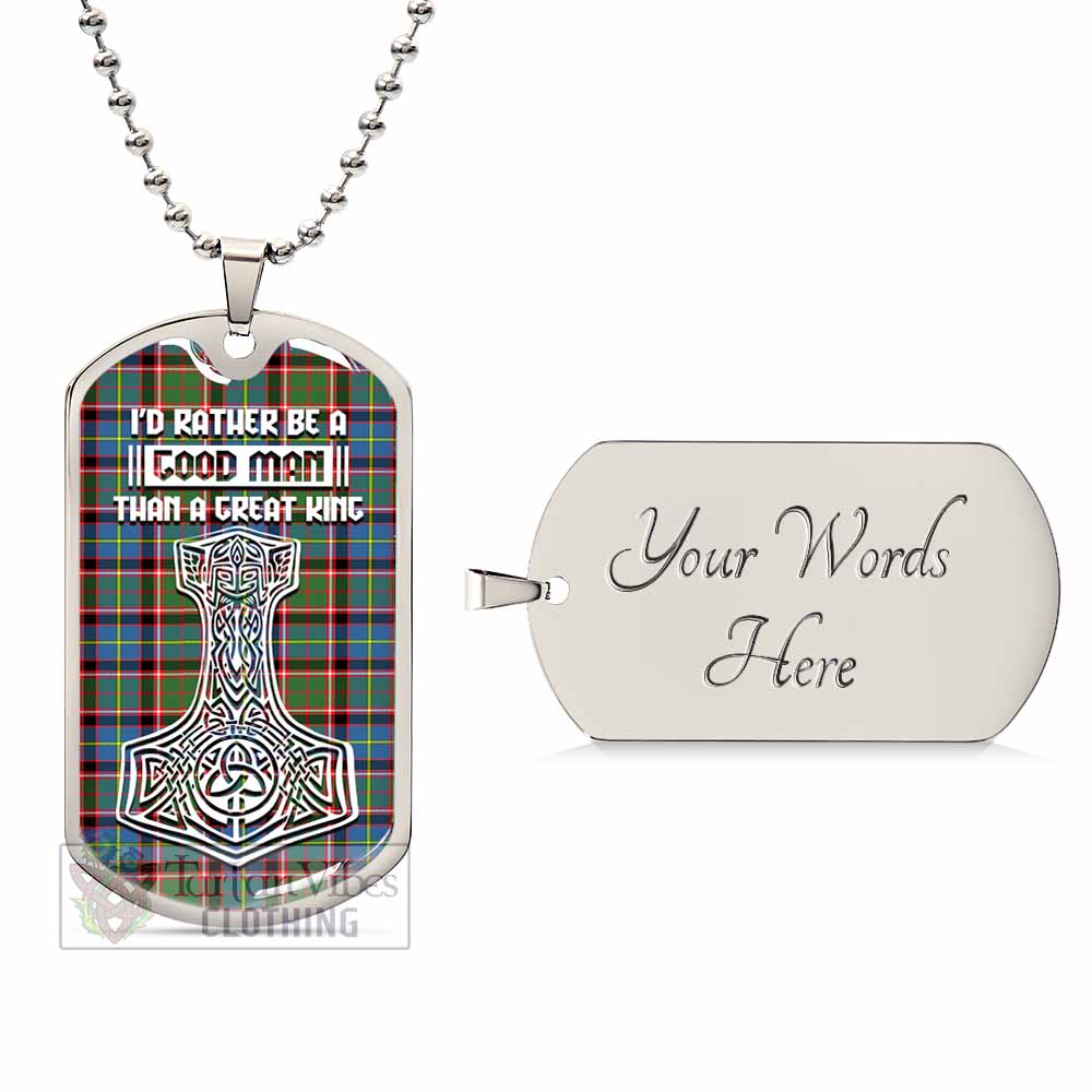 Norvel Tartan Dog Tag Necklace Viking Mjolnir Style Silver Yes - Tartan Vibes Clothing