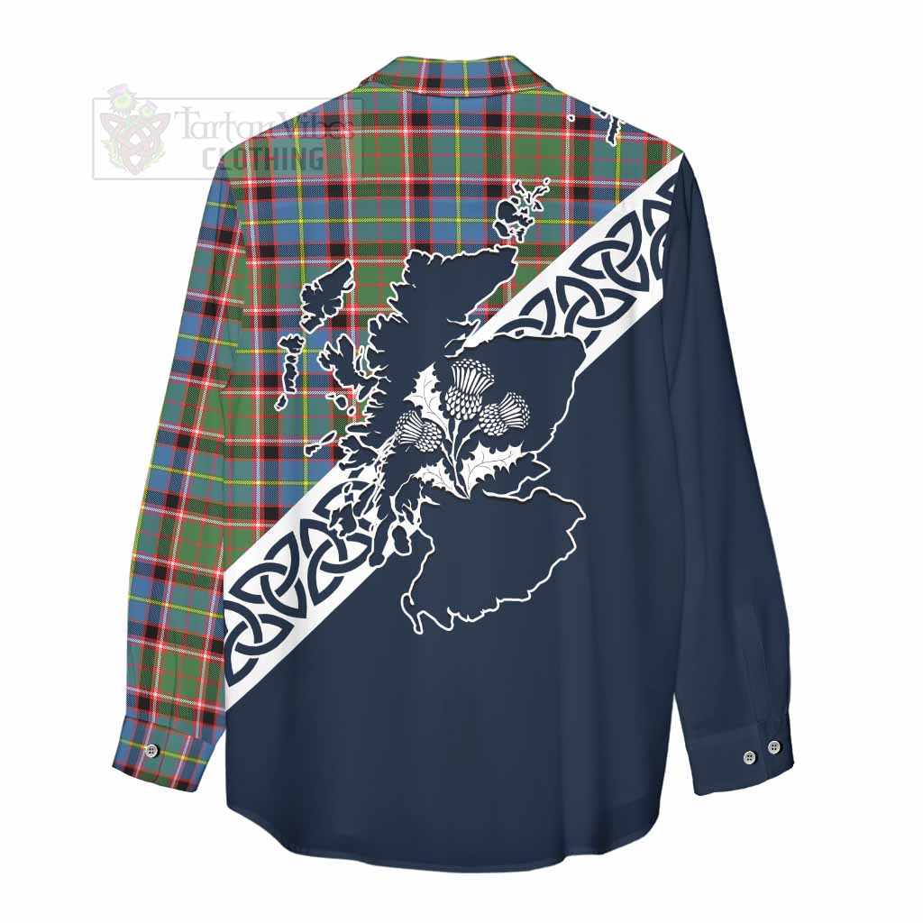 Norvel Tartan Women's Casual Shirt Featuring Thistle and Scotland Map - Tartan Vibes Clothing