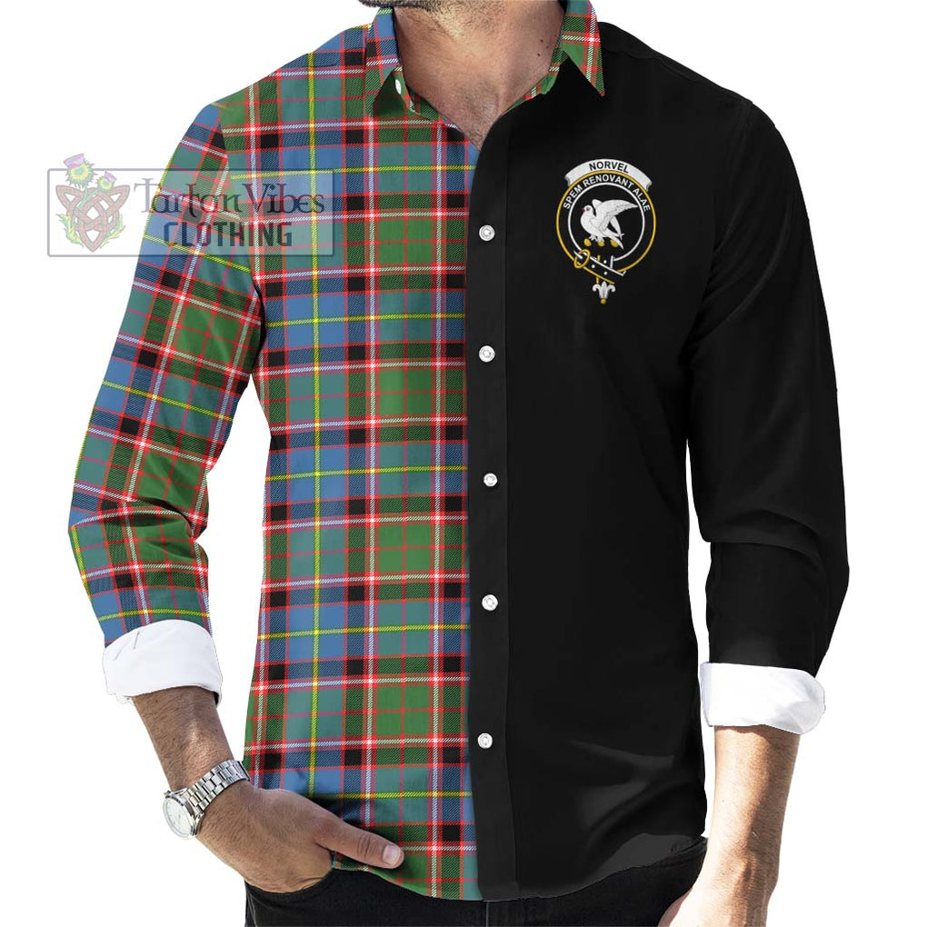 Norvel Tartan Long Sleeve Button Shirt with Family Crest and Half Of Me Style - Tartanvibesclothing Shop