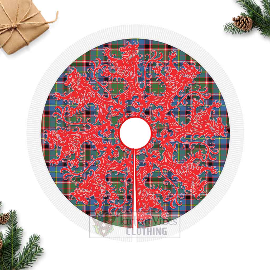 Norvel Tartan Christmas Tree Skirt Lion Rampant Style Fringed Tree Skirts - Tartan Vibes Clothing