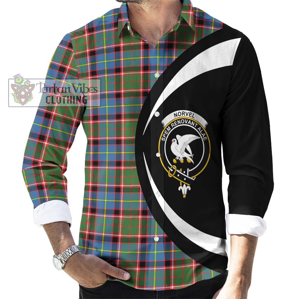 Norvel Tartan Long Sleeve Button Up with Family Crest Circle Style - Tartan Vibes Clothing