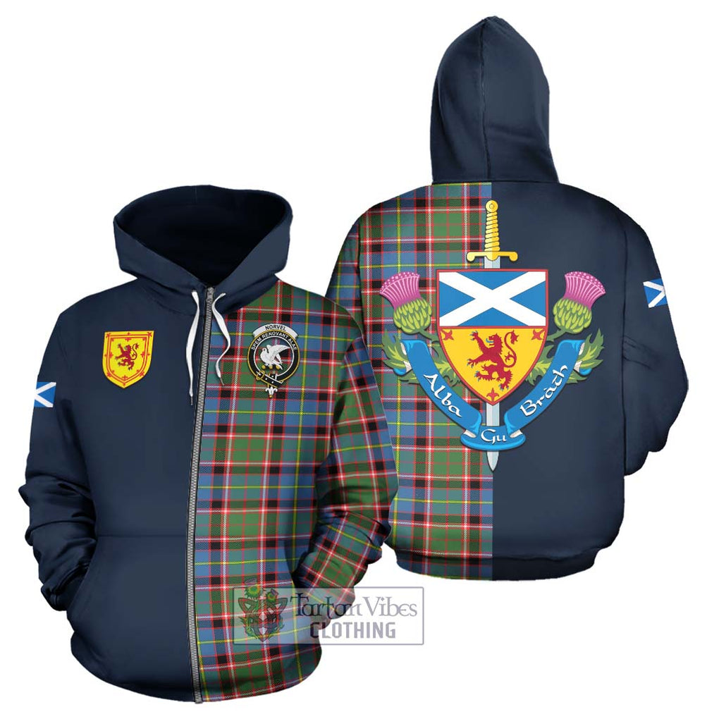 Norvel Tartan Hoodie Alba with Scottish Lion Royal Arm Half Style - Tartan Vibes Clothing