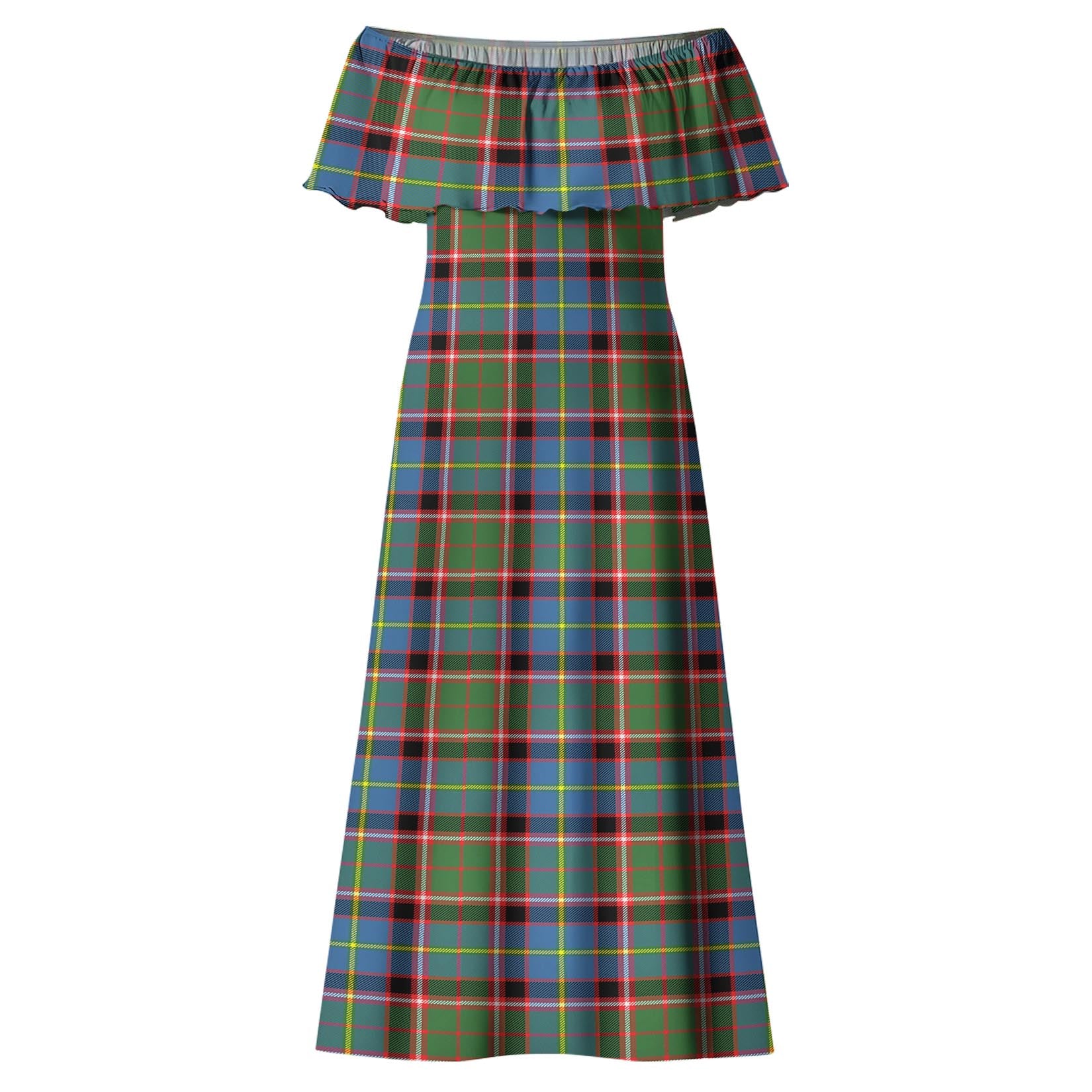 Norvel Tartan Off Shoulder Long Dress - Tartan Vibes Clothing