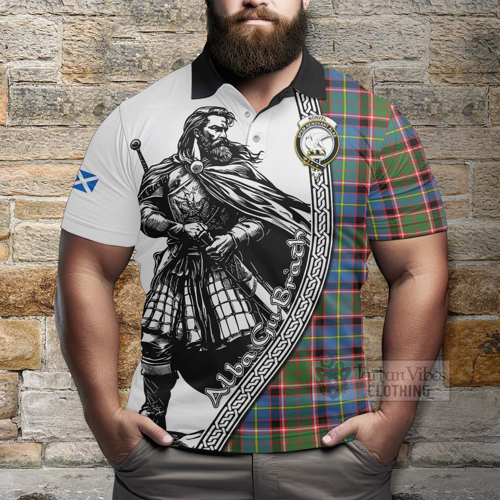Norvel Tartan Clan Crest Polo Shirt with Highlander Warrior Celtic Style - Tartan Vibes Clothing