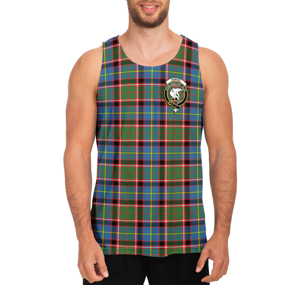 Norvel Tartan Mens Tank Top with Family Crest - Tartan Vibes Clothing
