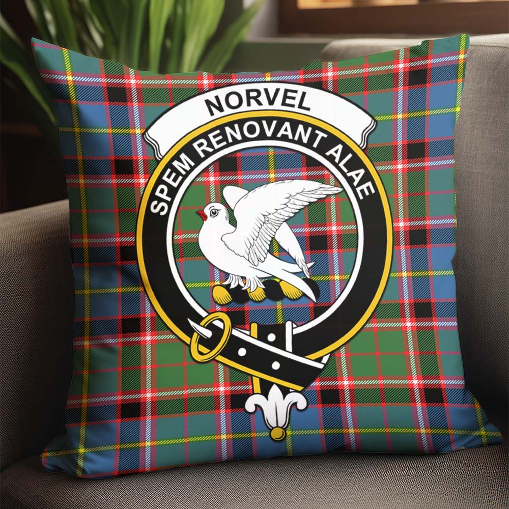 Norvel Tartan Pillow Cover with Family Crest - Tartan Vibes Clothing