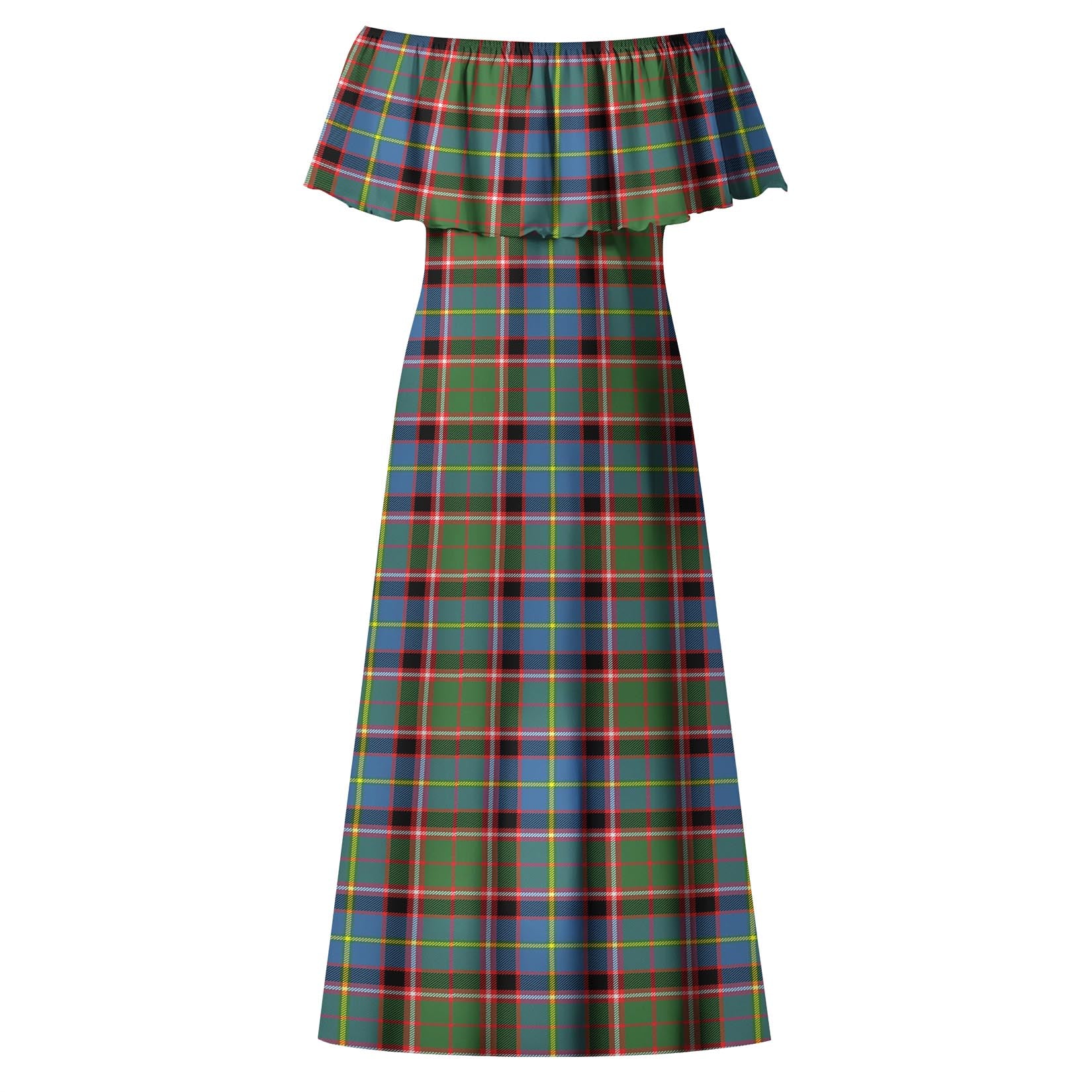 Norvel Tartan Off Shoulder Long Dress - Tartan Vibes Clothing