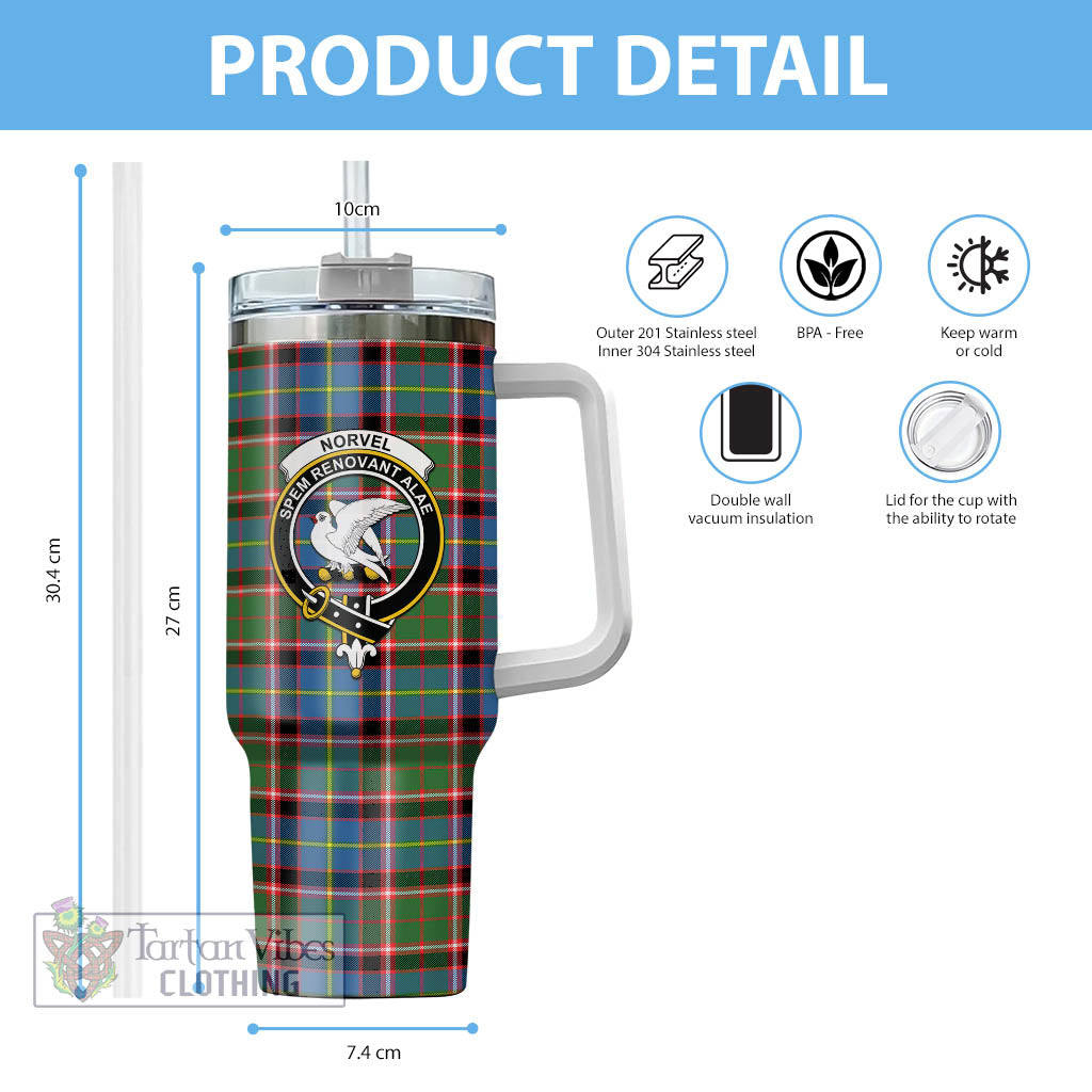 Norvel Tartan Tumbler with Handle with Family Crest - Tartan Vibes Clothing