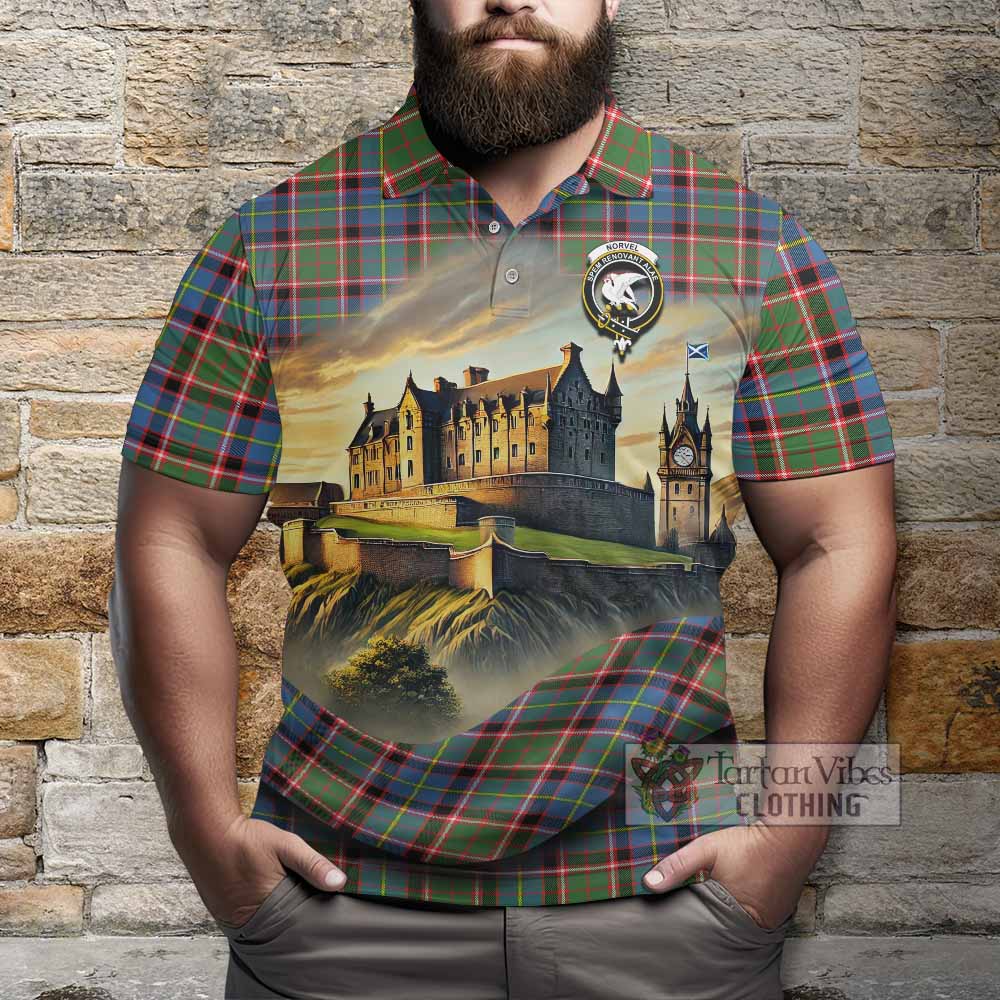 Tartan Vibes Clothing Norvel Tartan Family Crest Polo Shirt with Scottish Ancient Castle Stype