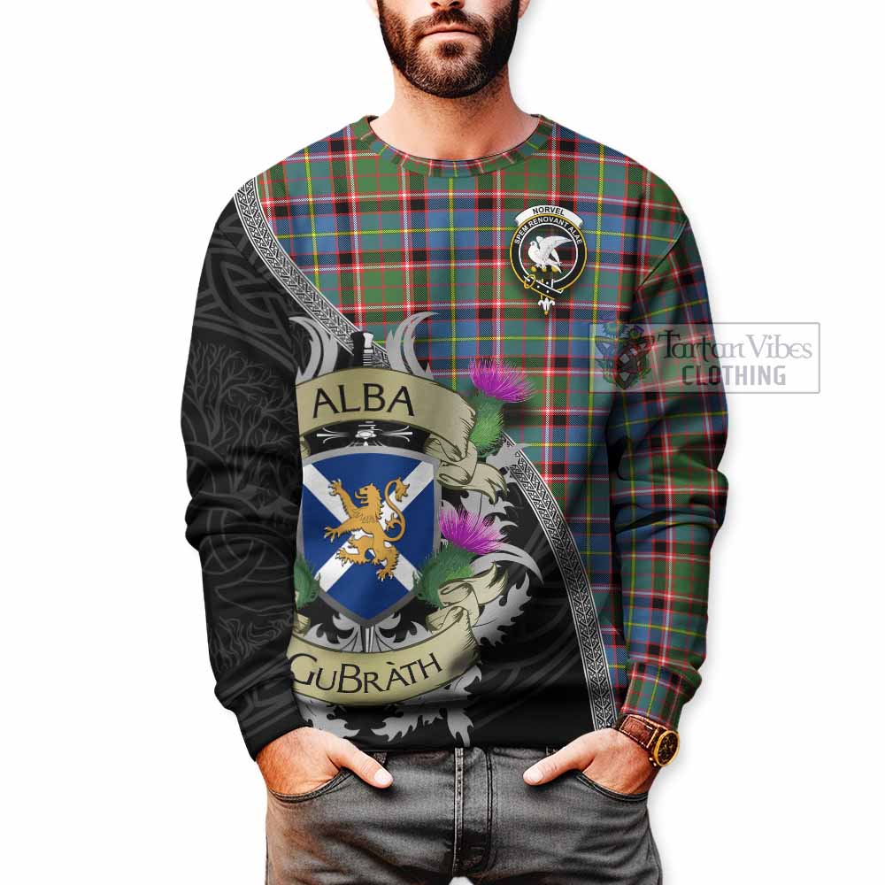 Norvel Tartan Family Crest Sweatshirt Lion Rampant Royal Thistle Shield Celtic Inspired - Tartan Vibes Clothing