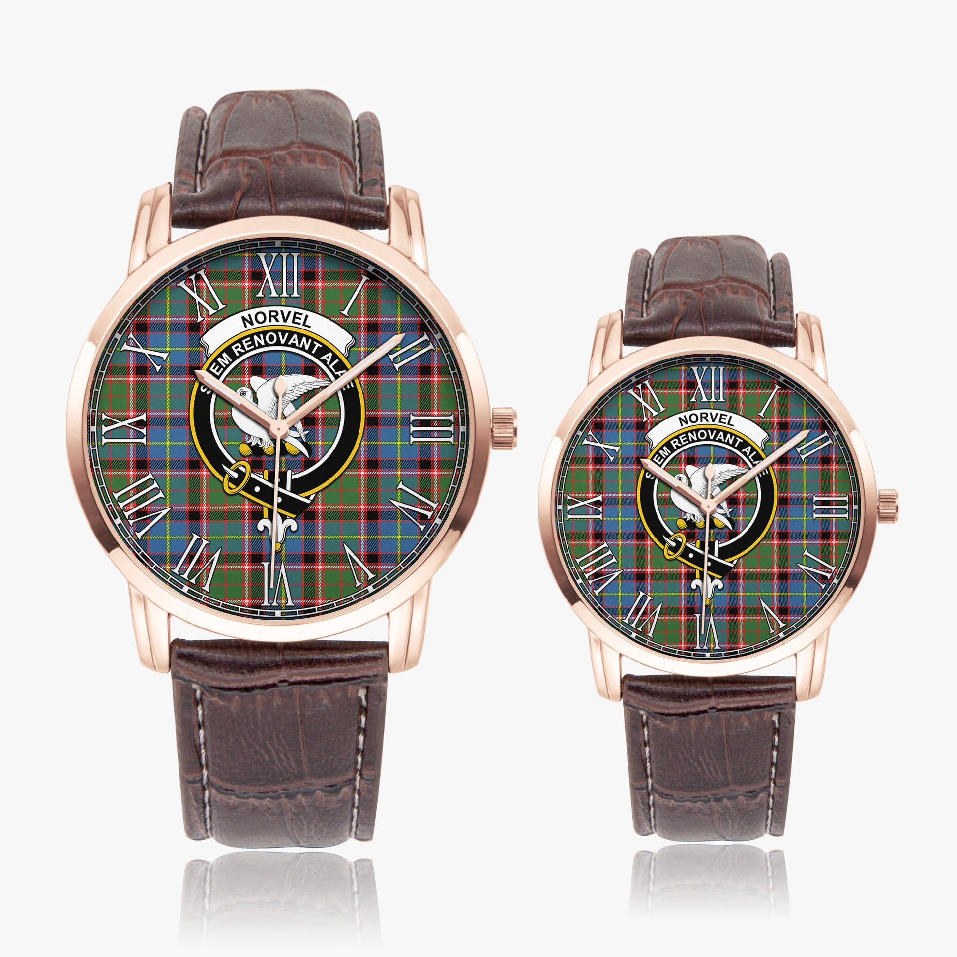 Norvel Tartan Family Crest Leather Strap Quartz Watch - Tartan Vibes Clothing