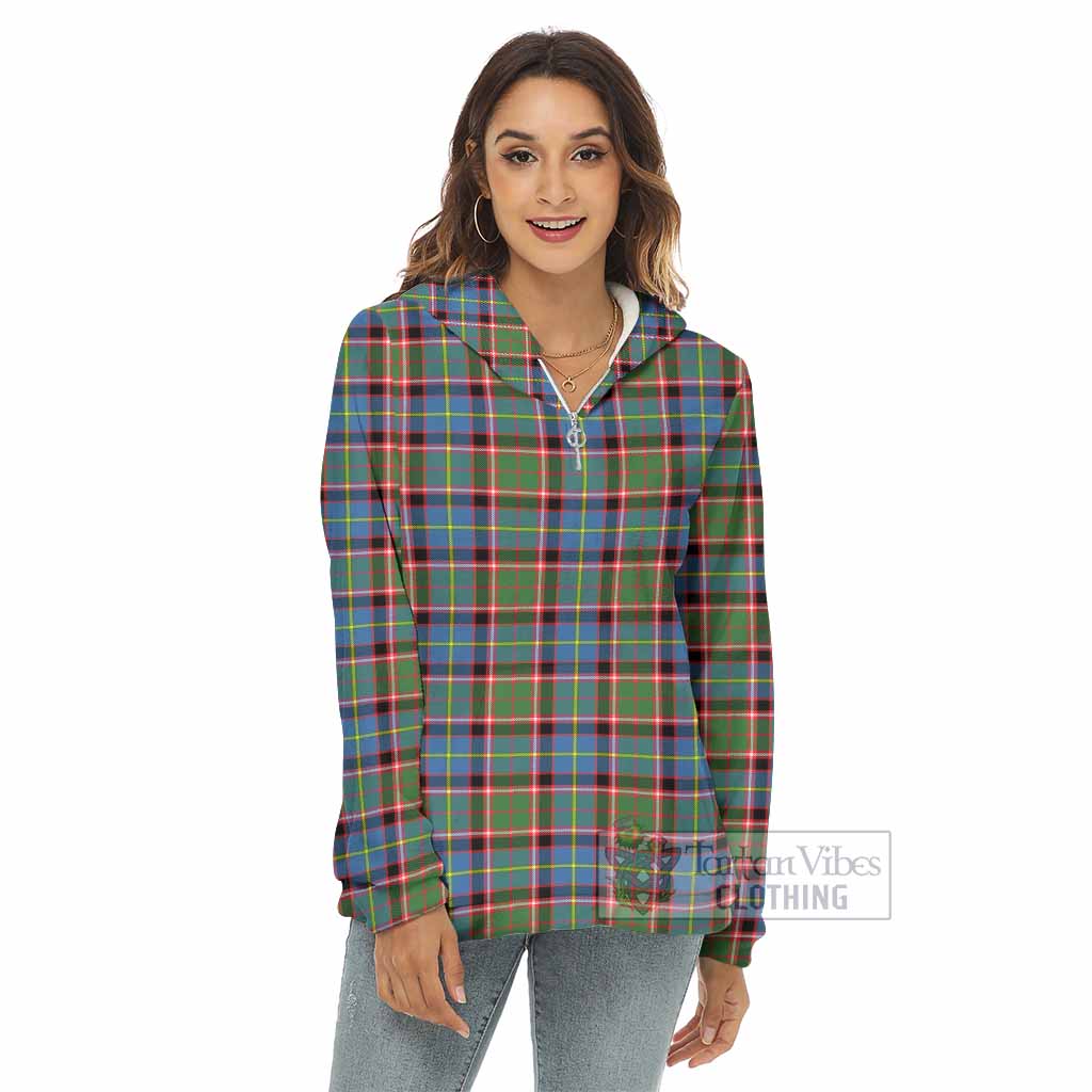 Norvel Tartan Women's Borg Fleece Hoodie with Half Zip - Tartan Vibes Clothing