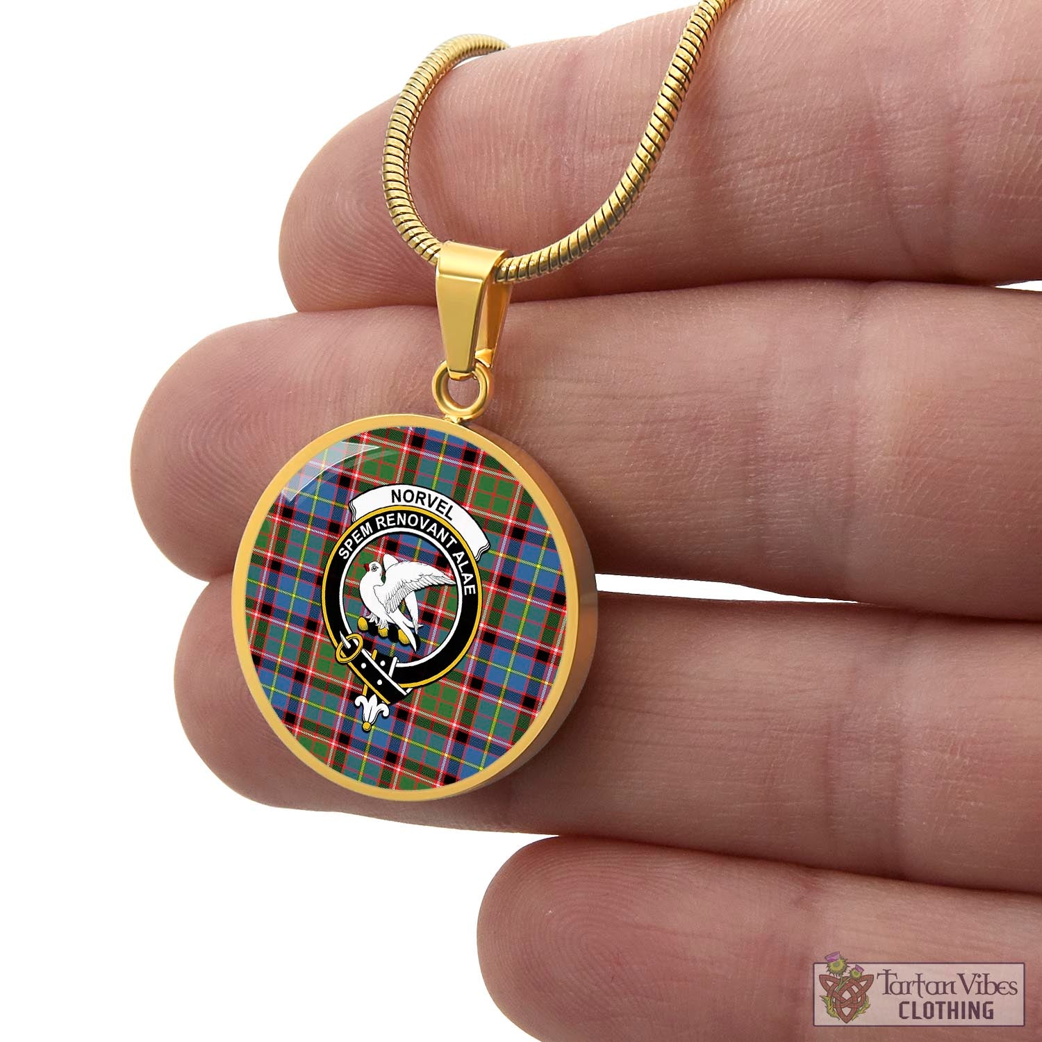 Norvel Tartan Circle Necklace with Family Crest - Tartan Vibes Clothing