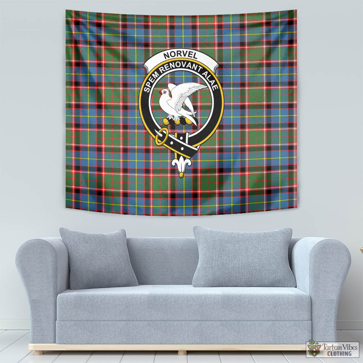 Norvel Tartan Tapestry Wall Hanging and Home Decor for Room with Family Crest - Tartan Vibes Clothing