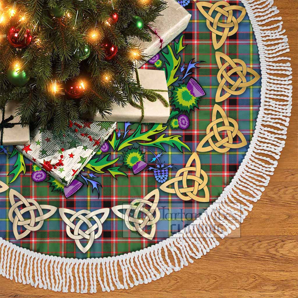 Tartan Vibes Clothing Norvel Tartan Christmas Tree Skirt with Thistle Celtic Knot Style
