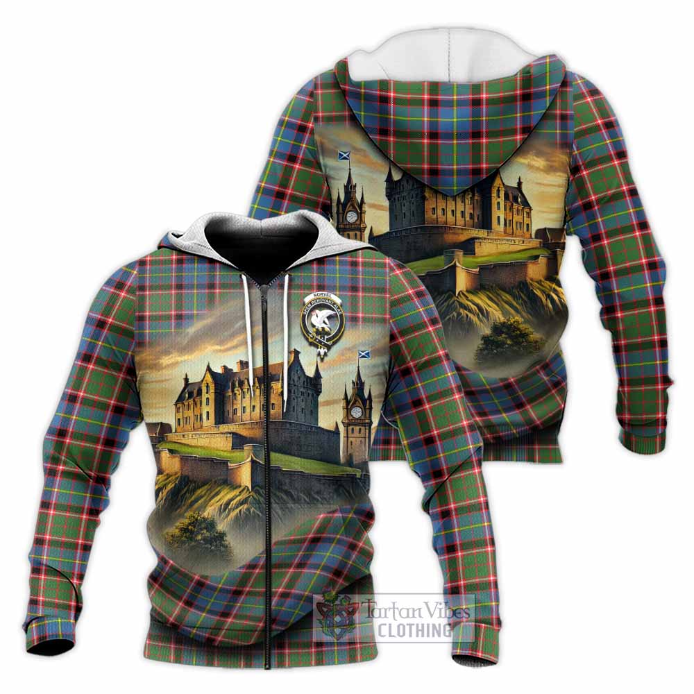 Norvel Tartan Family Crest Knitted Hoodie with Scottish Ancient Castle Style Unisex Knitted Zip Hoodie - Tartan Vibes Clothing