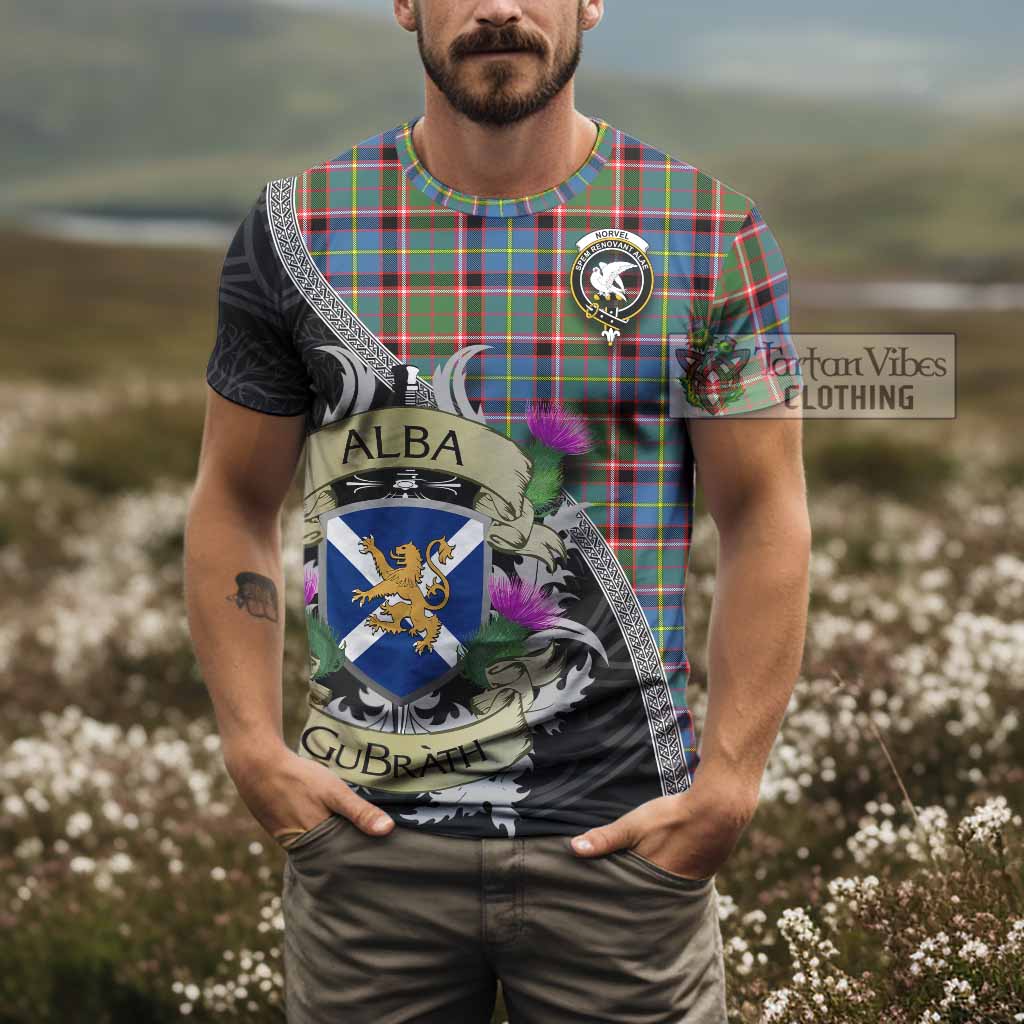 Norvel Tartan Family Crest T-Shirt Lion Rampant Royal Thistle Shield Celtic Inspired - Tartan Vibes Clothing